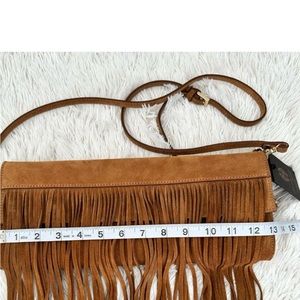House of Harlow 1960 Brown Leather Crossbody Bag with Fringe